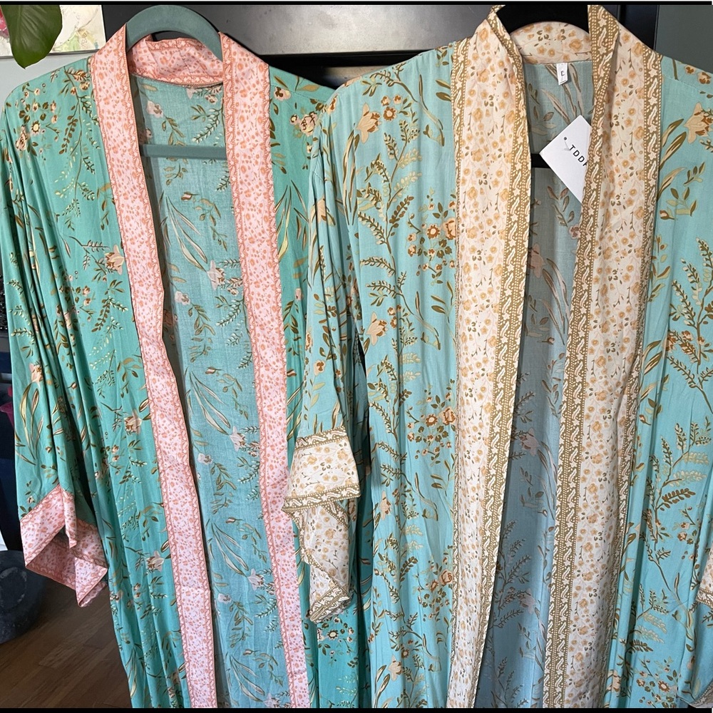 Kimono style wrap/robe/top Broadcloth cotton - Picture 10 of 12